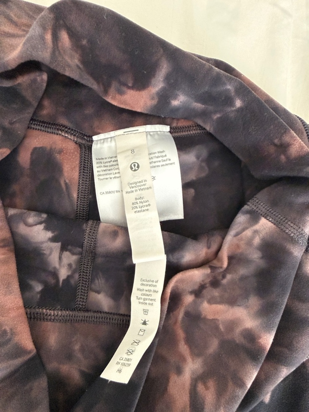 lululemon athletica Tie-Dye High-Rise Bike Shorts - Black & Brownish Mauve - Picture 2 of 4